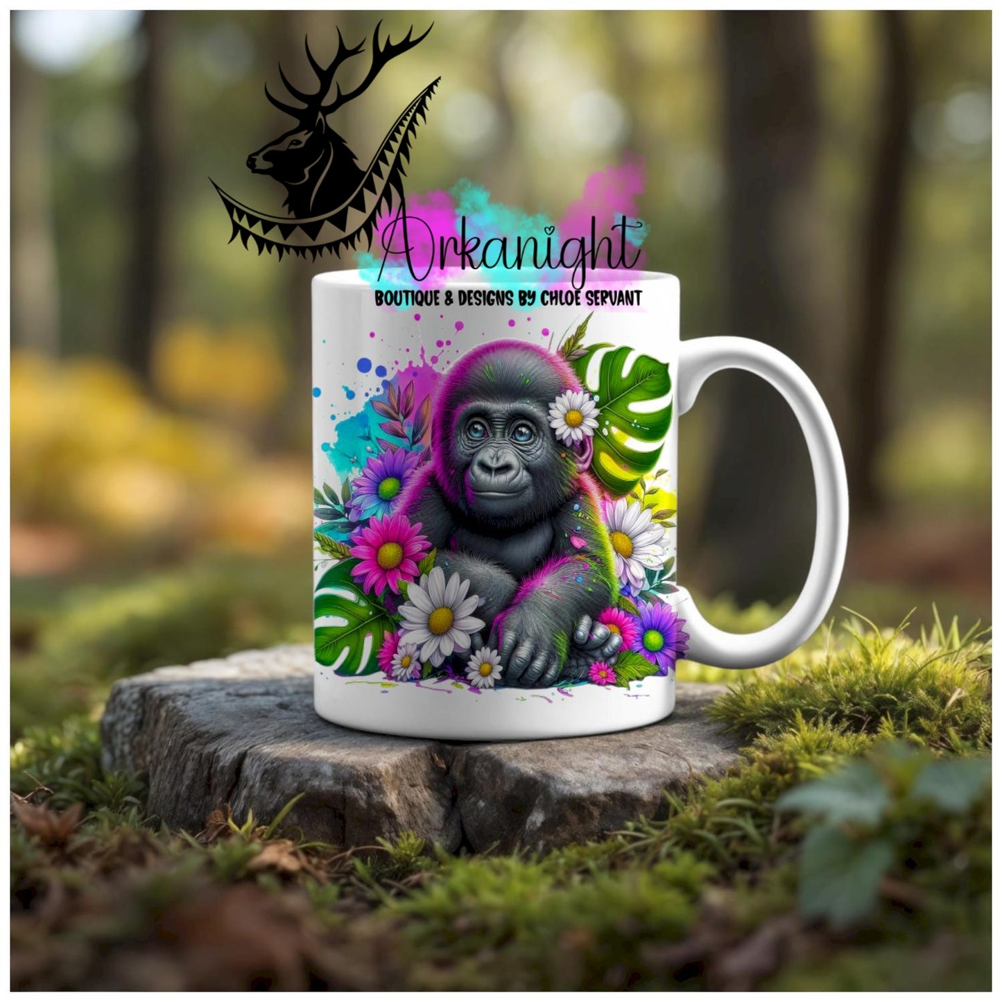 Numérique - Tasse en céramique - Collection Vivid Colors & Flowers - Animaux - Gorille