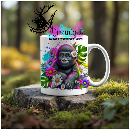 Numérique - Tasse en céramique - Collection Vivid Colors & Flowers - Animaux - Gorille