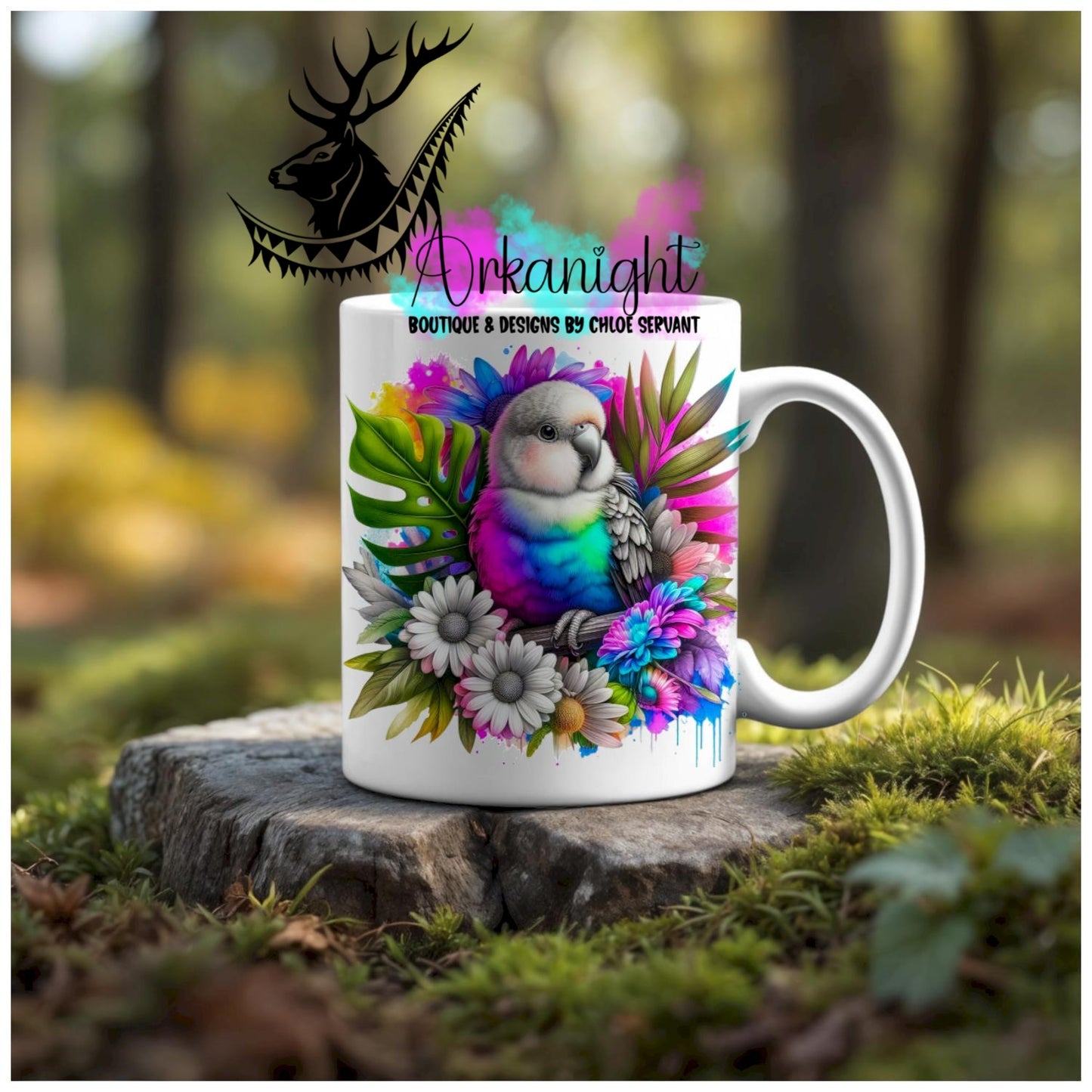 Numérique - Tasse en céramique - Collection Vivid Colors & Flowers - Animaux - Inséparable