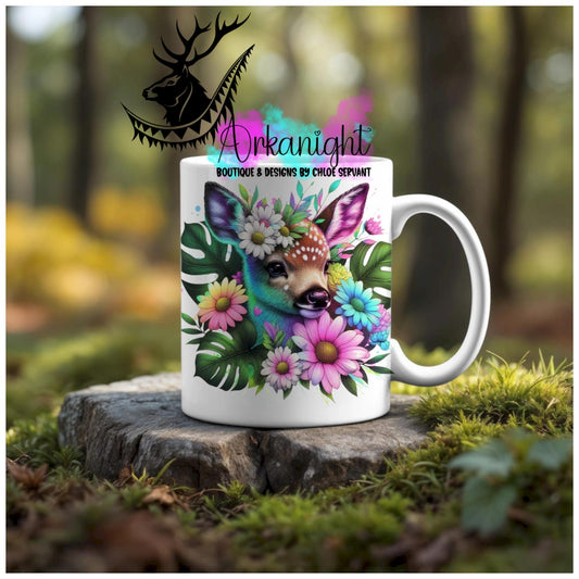 Numérique - Tasse en céramique - Collection Vivid Colors & Flowers - Animaux - Cerf
