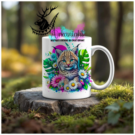 Numérique - Tasse en céramique - Collection Vivid Colors & Flowers - Animaux - Lynx