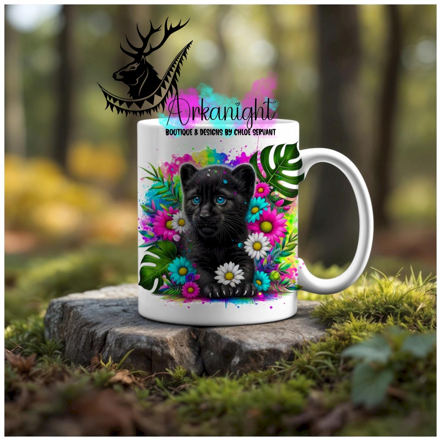 Numérique - Tasse en céramique - Collection Vivid Colors & Flowers - Animaux - Panther Noire
