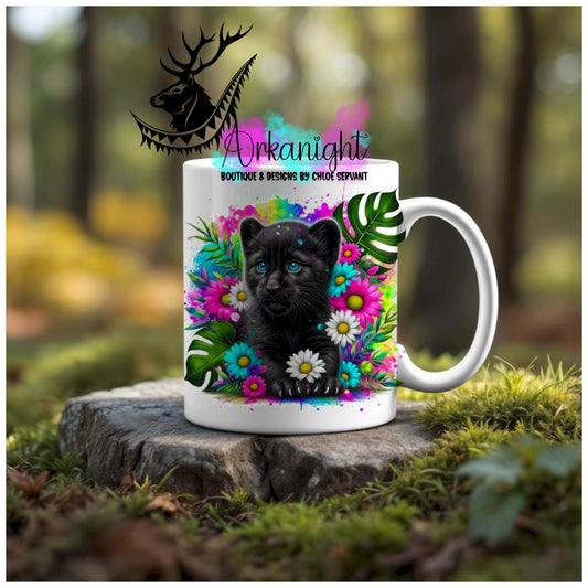Numérique - Tasse en céramique - Collection Vivid Colors & Flowers - Animaux - Panther Noire
