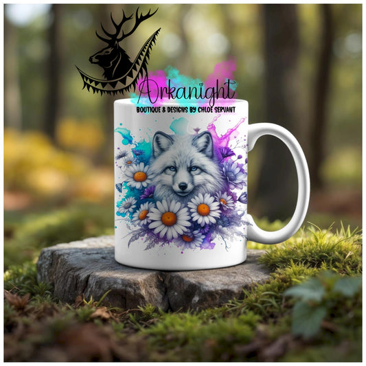 Numérique - Tasse en céramique - Collection Vivid Colors & Flowers - Animaux - Renard Blanc