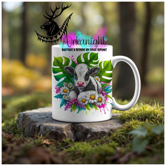 Numérique - Tasse en céramique - Collection Vivid Colors & Flowers - Animaux - Vache Holstein