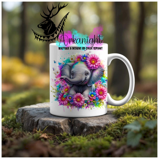 Numérique - Tasse en céramique - Collection Vivid Colors & Flowers - Animaux - Éléphant