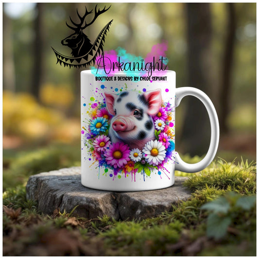 Numérique - Tasse en céramique - Collection Vivid Colors & Flowers - Animaux - Cochon Miniature