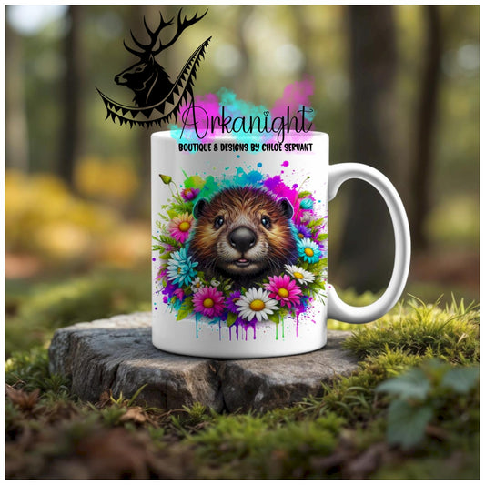 Numérique - Tasse en céramique - Collection Vivid Colors & Flowers - Animaux - Castor