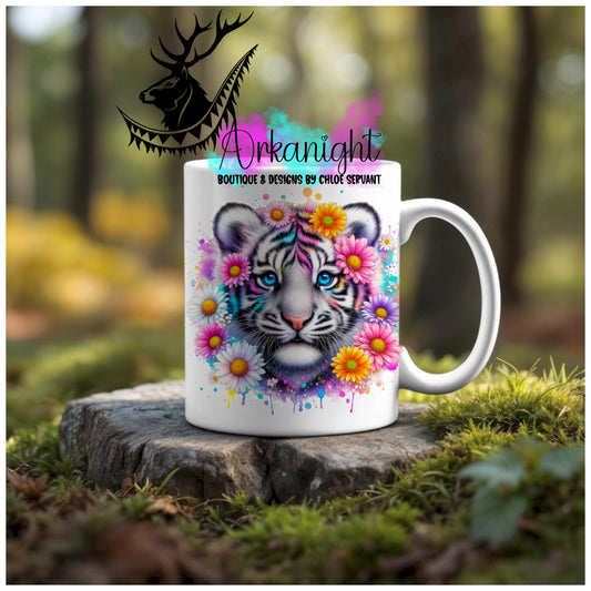 Numérique - Tasse en céramique - Collection Vivid Colors & Flowers - Animaux - Tigre Blanc