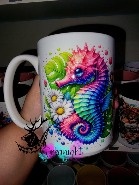 Tasse en céramique sur commande - Collection Vivid Color's & Flower's - Animaux - Hippocampes