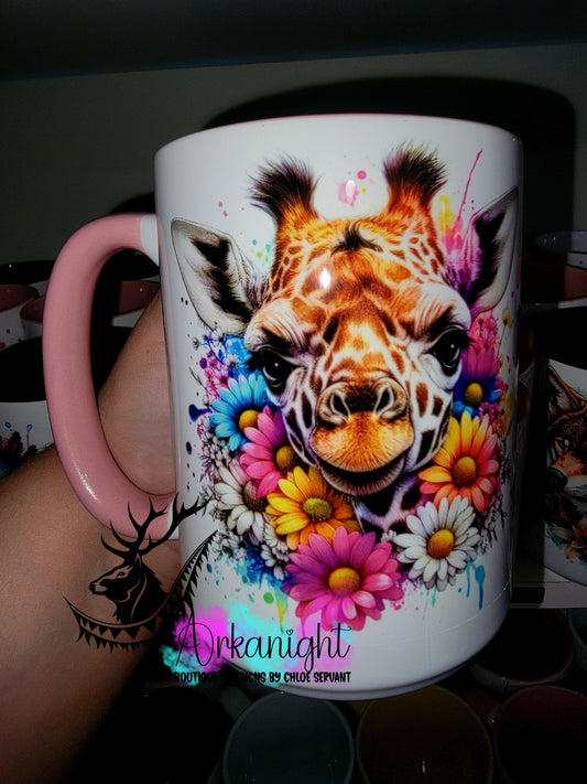 Tasse en céramique sur commande - Collection Vivid Color's & Flower's - Animaux - Giraffe