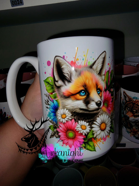 Tasse en céramique sur commande - Collection Vivid Color's & Flower's - Animaux - Renard