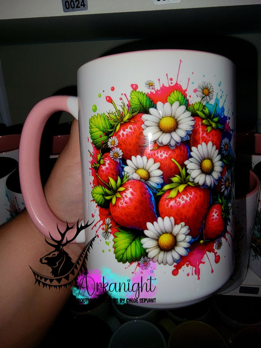 Tasse en céramique sur commande - Collection Vivid Color's & Flower's - Fruits - Fraise