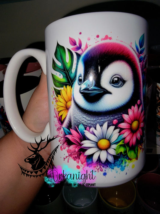 Tasse en céramique sur commande - Collection Vivid Color's & Flower's - Animaux - Pingouin
