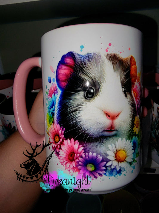 Tasse en céramique sur commande - Collection Vivid Color's & Flower's - Animaux - Cochon d'inde
