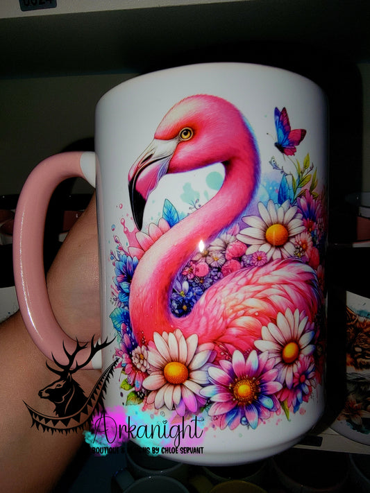 Tasse en céramique sur commande - Collection Vivid Color's & Flower's - Animaux - Flamant Rose