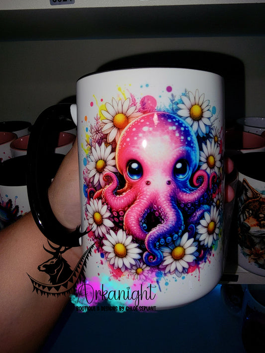Tasse en céramique sur commande - Collection Vivid Color's & Flower's - Animaux - Pieuvre