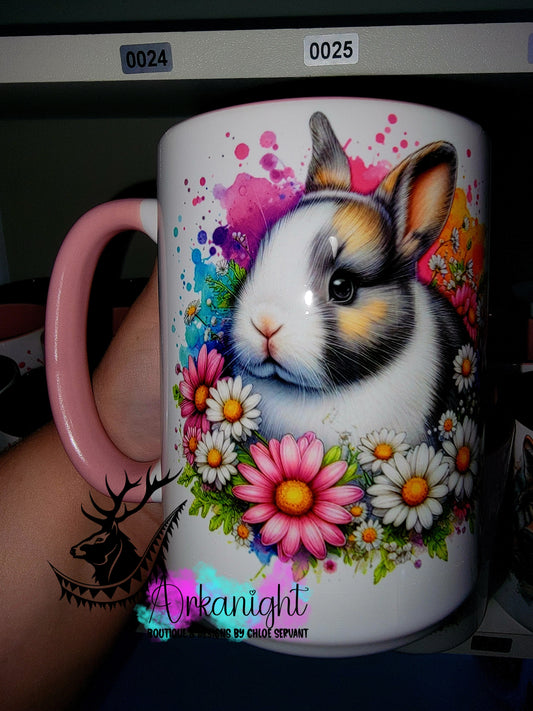 Tasse en céramique sur commande - Collection Vivid Color's & Flower's - Animaux - Lapin Nain