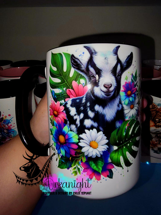 Tasse en céramique sur commande - Collection Vivid Color's & Flower's - Animaux - Chèvre