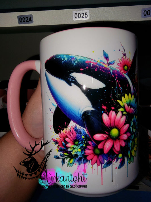 Tasse en céramique sur commande - Collection Vivid Color's & Flower's - Animaux - Orques - 02