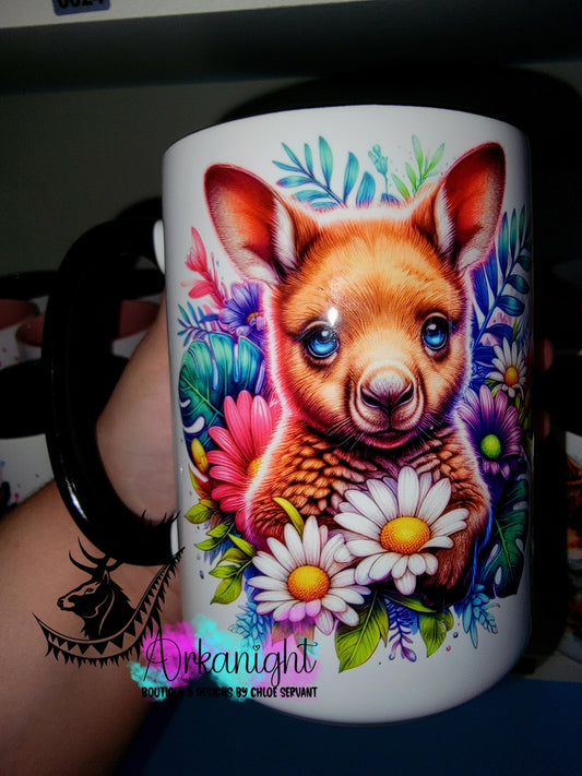 Tasse en céramique sur commande - Collection Vivid Color's & Flower's - Animaux - Kangourou