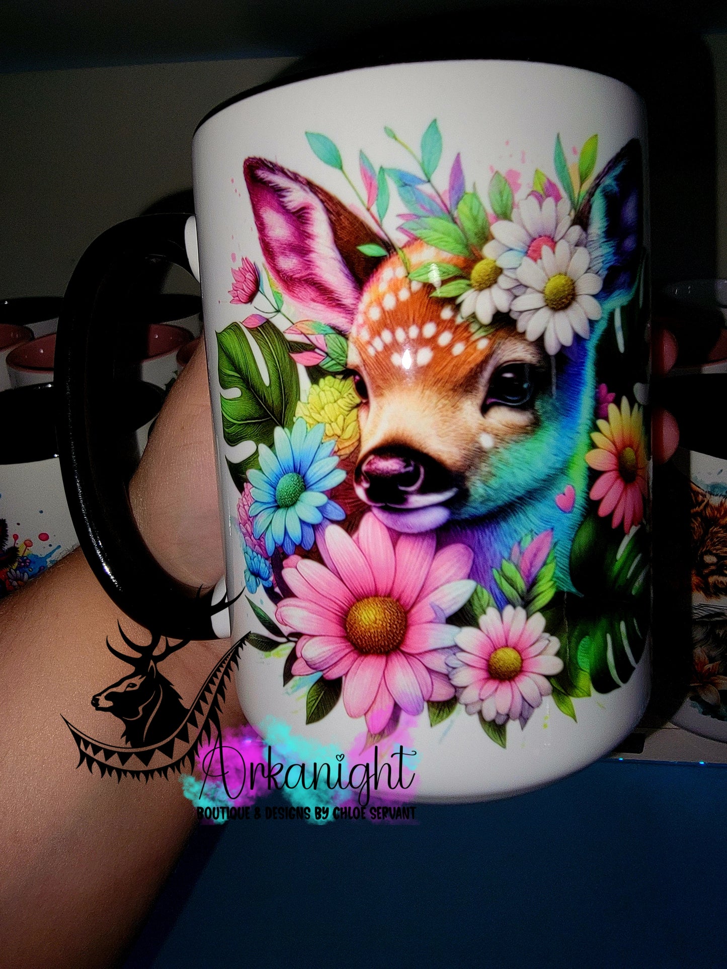 Tasse en céramique sur commande - Collection Vivid Color's & Flower's - Animaux - Cerf