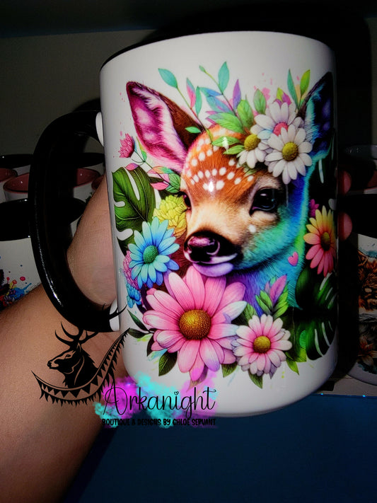 Tasse en céramique sur commande - Collection Vivid Color's & Flower's - Animaux - Cerf
