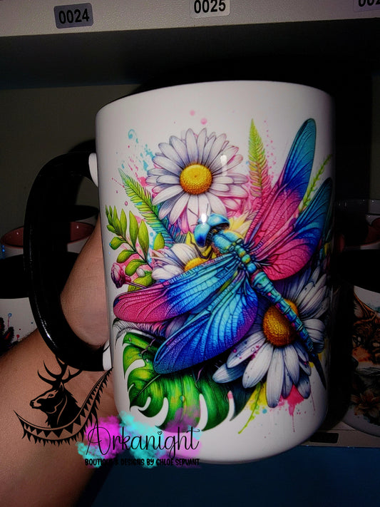 Tasse en céramique sur commande - Collection Vivid Color's & Flower's - Animaux - Libellule