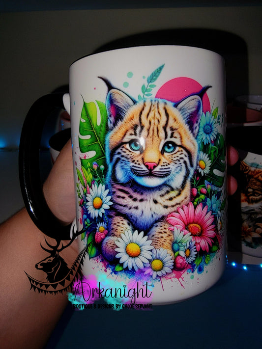 Tasse en céramique sur commande - Collection Vivid Color's & Flower's - Animaux - Lynx