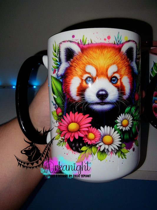 Tasse en céramique sur commande - Collection Vivid Color's & Flower's - Animaux - Panda Roux