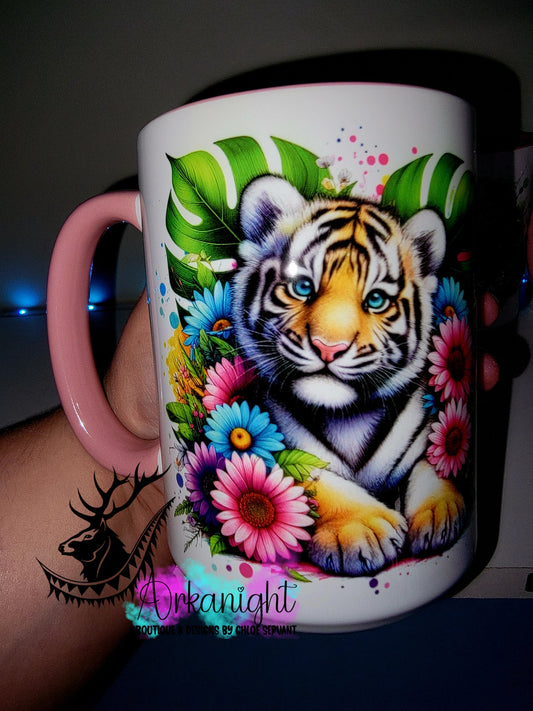 Tasse en céramique sur commande - Collection Vivid Color's & Flower's - Animaux - Bébé Tigre