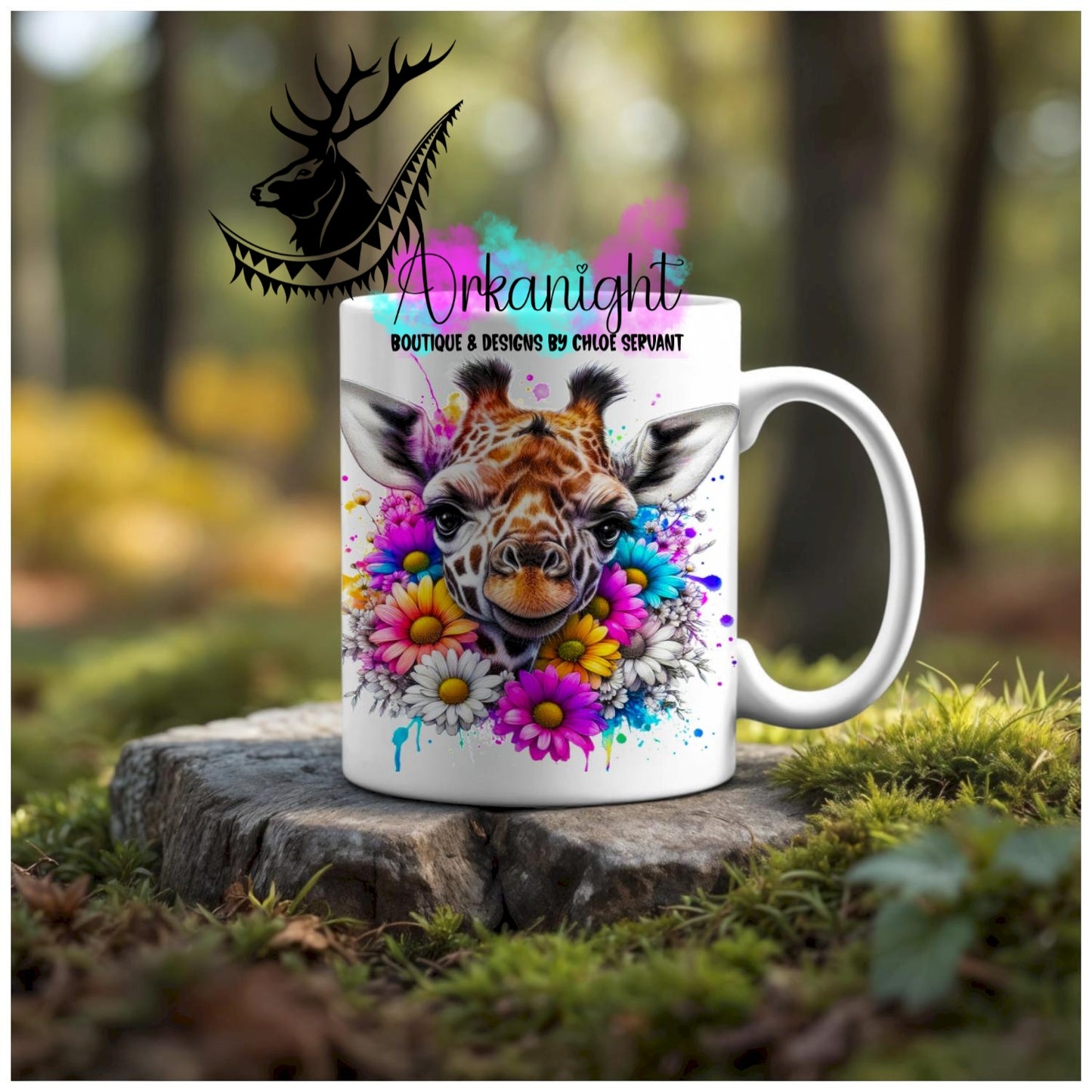 Numérique - Tasse en céramique - Collection Vivid Colors & Flowers - Animaux - Giraffe