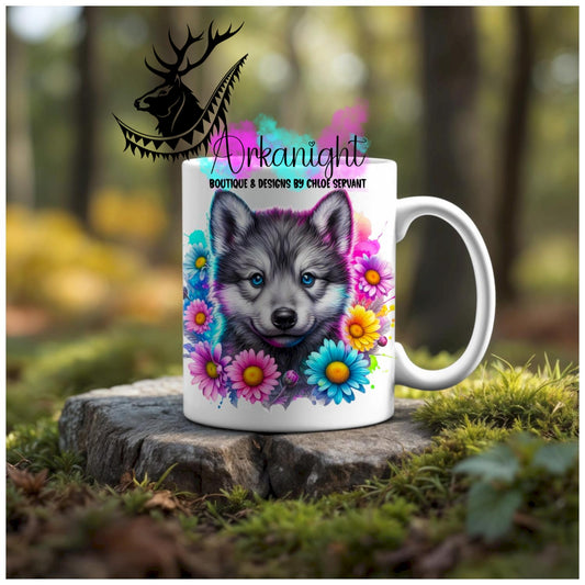 Numérique - Tasse en céramique - Collection Vivid Colors & Flowers - Animaux - Louveteau