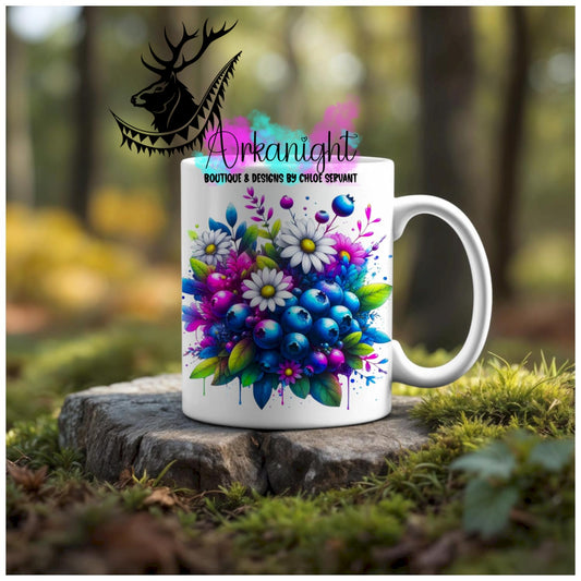 Numérique - Tasse en céramique - Collection Vivid Colors & Flowers - Fruits - Bleuet