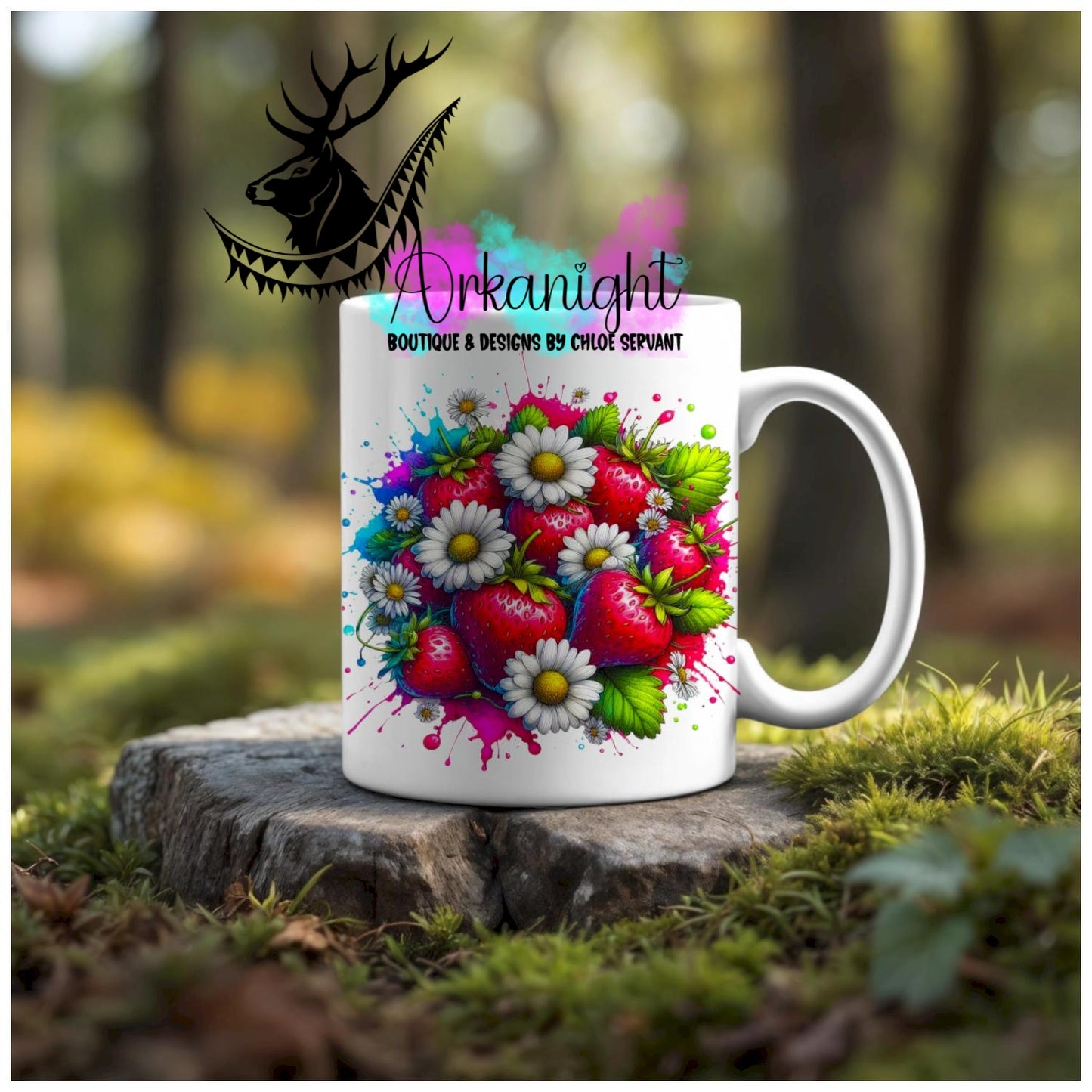 Numérique - Tasse en céramique - Collection Vivid Colors & Flowers - Fruits - Fraise