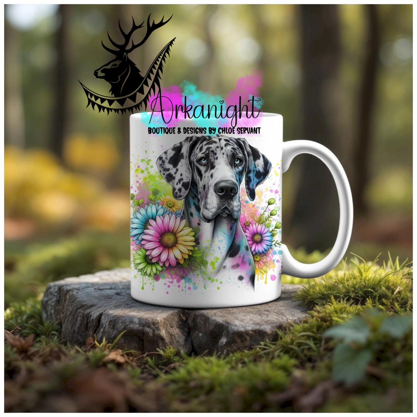 Numérique - Tasse en céramique - Collection Vivid Colors & Flowers - Chiens - Grand Danois