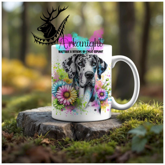 Numérique - Tasse en céramique - Collection Vivid Colors & Flowers - Chiens - Grand Danois
