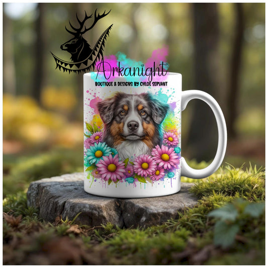 Numérique - Tasse en céramique - Collection Vivid Colors & Flowers - Chiens - Berger Australien