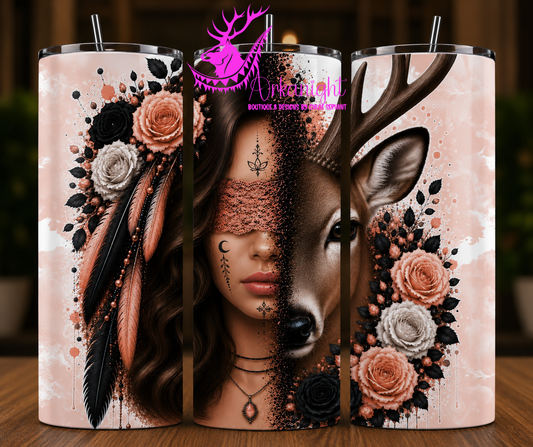 Numérique - Collection Boho 2026 -  Mi-Femme ♡ Mi-Animaux - Cerf - Brune