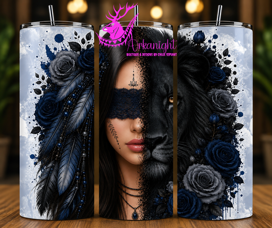 Numérique - Collection Boho 2026 -  Mi-Femme ♡ Mi-Animaux - Lion Noir - Noire