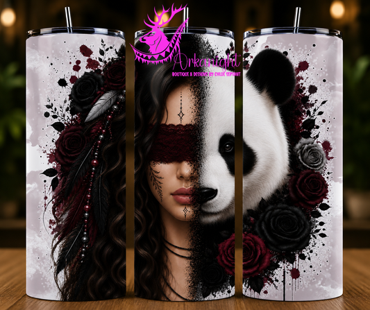 Numérique - Collection Boho 2026 -  Mi-Femme ♡ Mi-Animaux - Panda - Noire