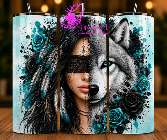 Numérique - Collection Boho 2026 -  Mi-Femme ♡ Mi-Animaux - Loup Gris - Noire