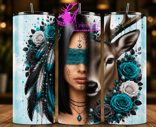 Numérique - Collection Boho 2026 -  Mi-Femme ♡ Mi-Animaux - Cerf - Noire