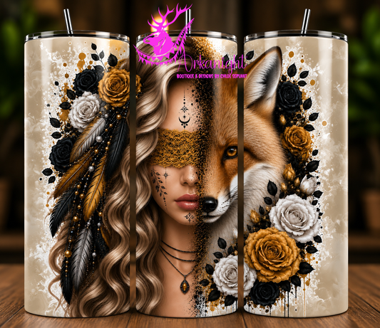 Numérique - Collection Boho 2026 -  Mi-Femme ♡ Mi-Animaux - Renard - Blonde Frisée