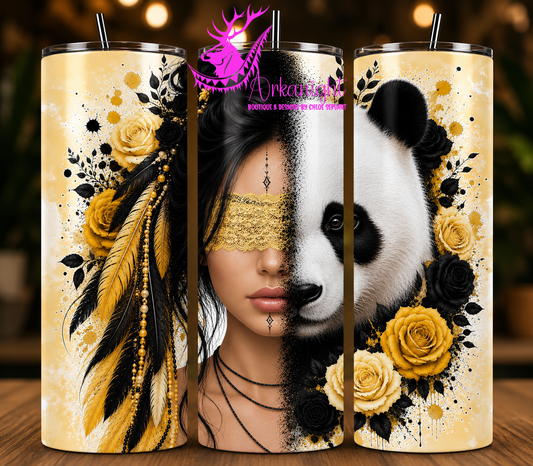 Numérique - Collection Boho 2026 -  Mi-Femme ♡ Mi-Animaux - Panda - Noire