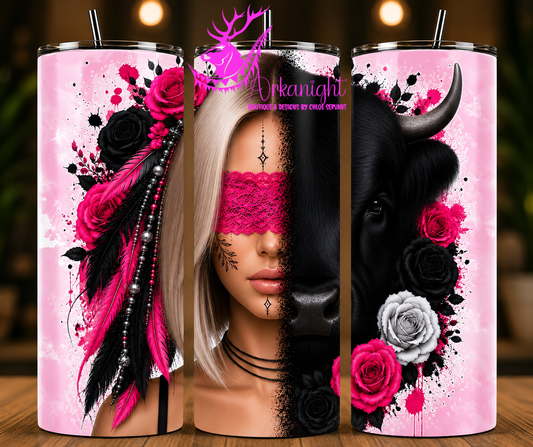 Numérique - Collection Boho 2026 -  Mi-Femme ♡ Mi-Animaux - Vache Highland Noire - Blonde