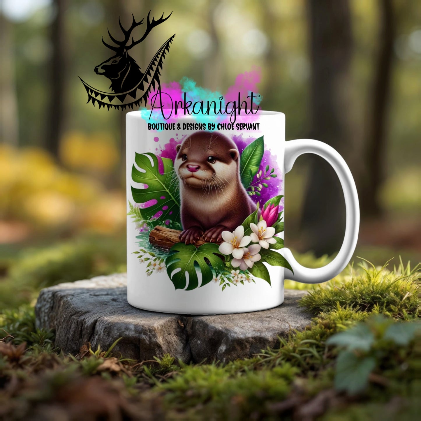 Numérique - Tasse en céramique - Collection Monstera & Animaux ♡ Loutre