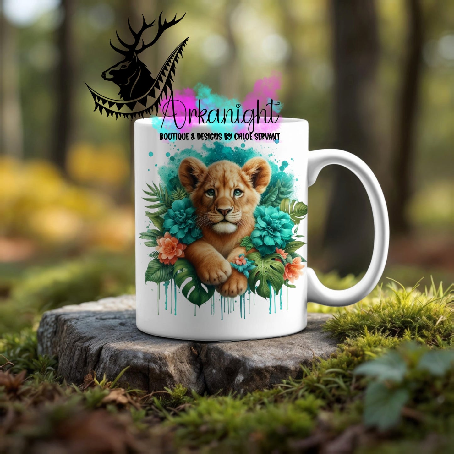Numérique - Tasse en céramique - Collection Monstera & Animaux ♡ Bébé lion