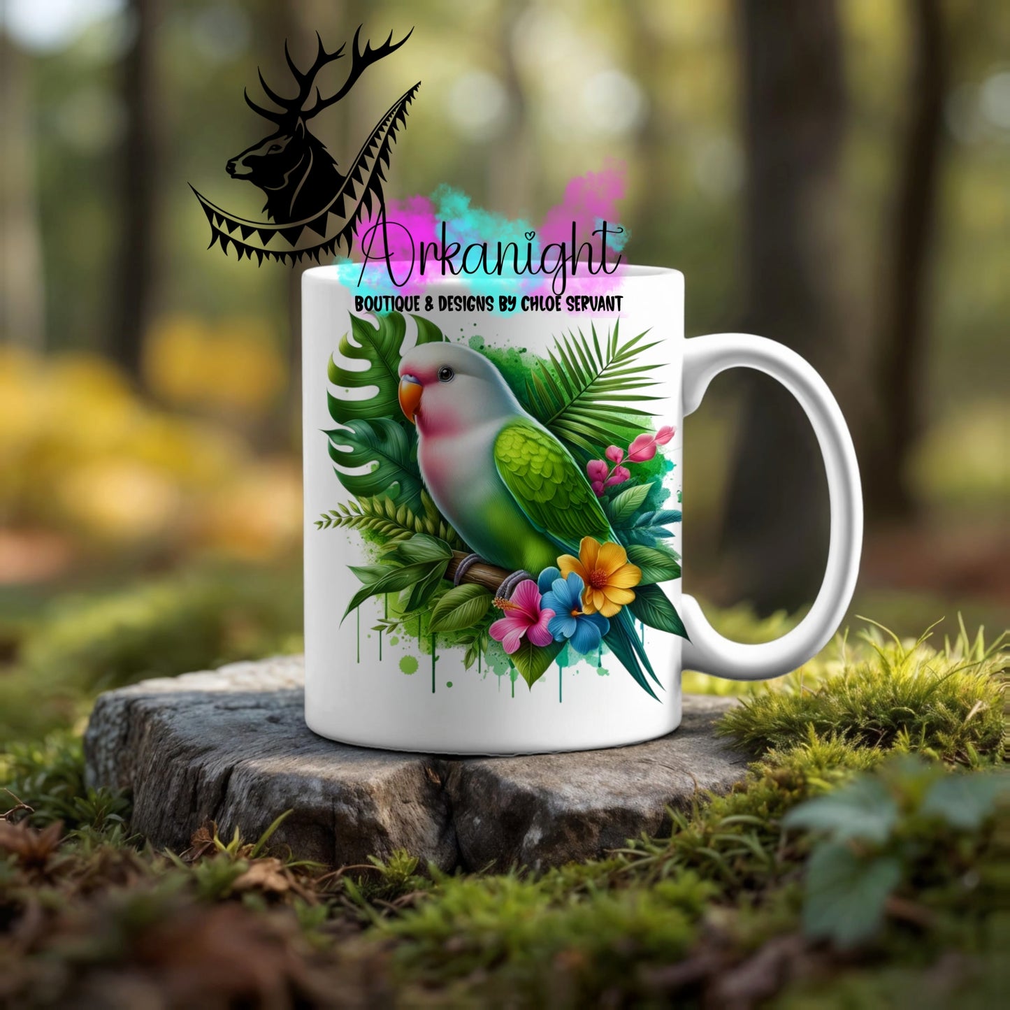Numérique - Tasse en céramique - Collection Monstera & Animaux ♡ Inséparable