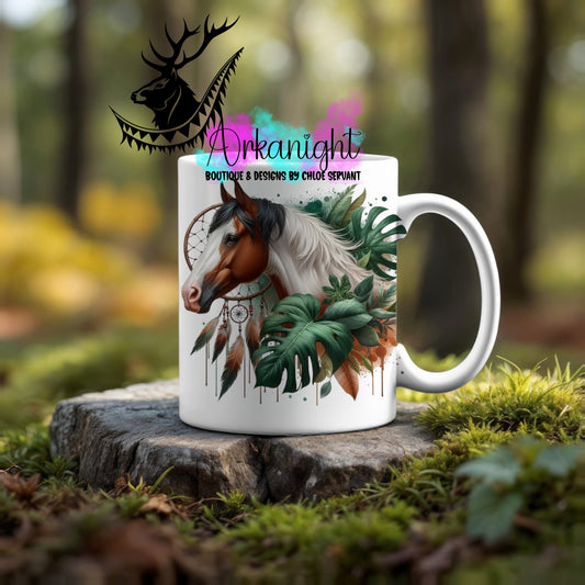 Numérique - Tasse en céramique - Collection Monstera & Animaux ♡ Cheval Paint Horse - 02